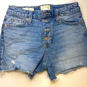 Universal Thread Vintage Midi Button-Up Fly High Rise Jean Denim Shorts Sz 2/26R